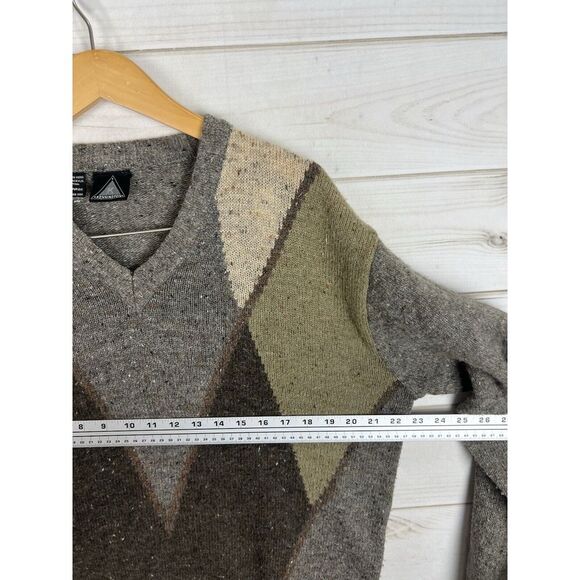 VTG Kennington Sweater Mens XL Multicolor V Neck Wool Blend Grandpa Geometric - Picture 4 of 6
